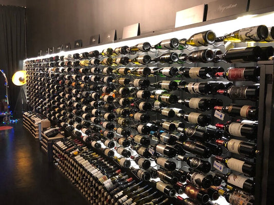 Wine shop in Wellington with metal wall mounted racking