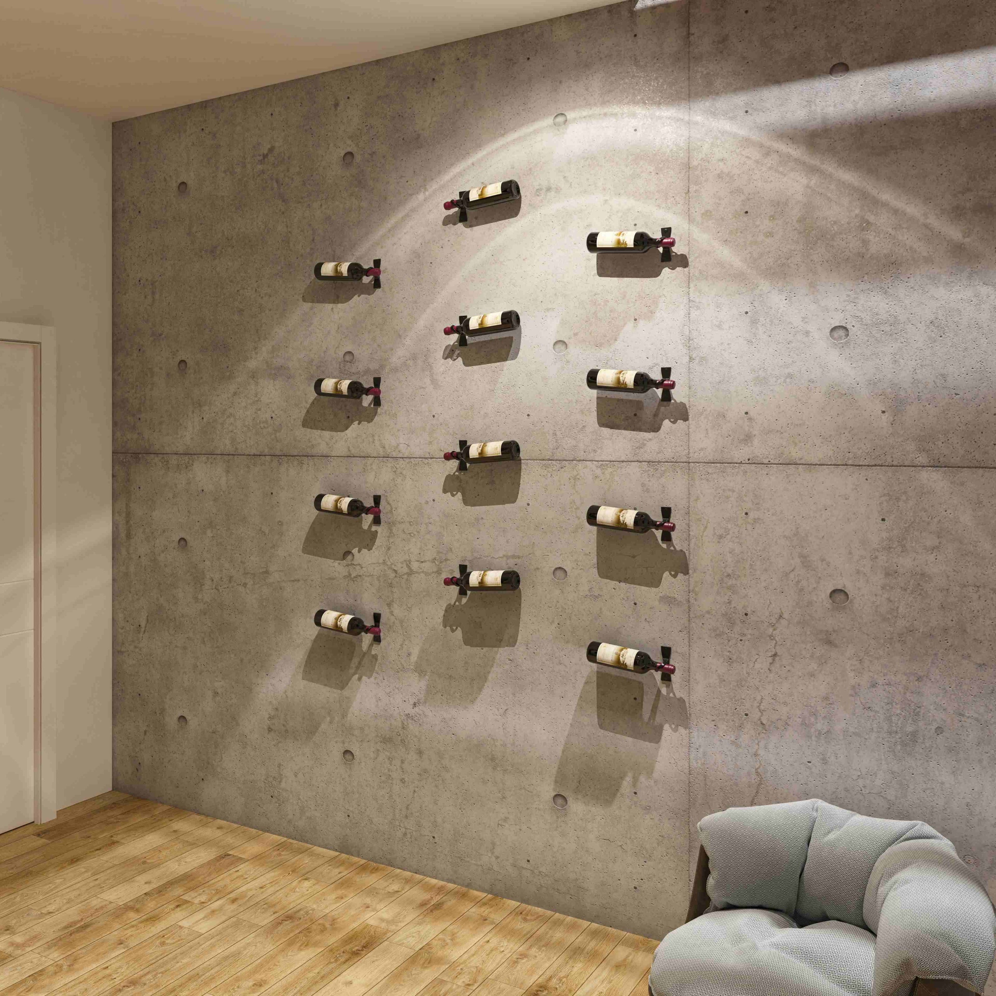 Helix single bottle racks on concrete wall