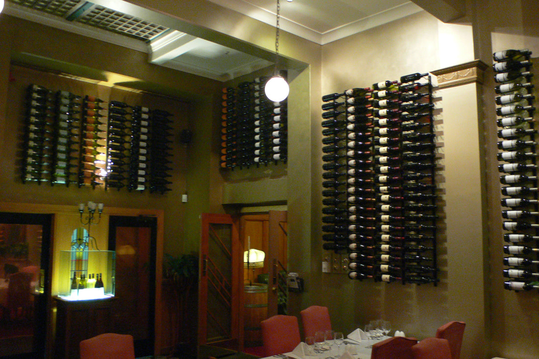 Wine on the wall in restaurant