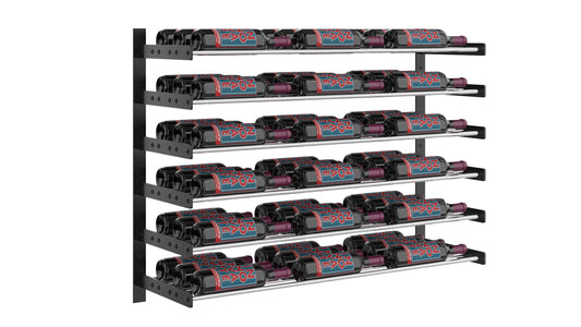 Chrome rods on Evolution wine rack holds 54 bottles triple depth