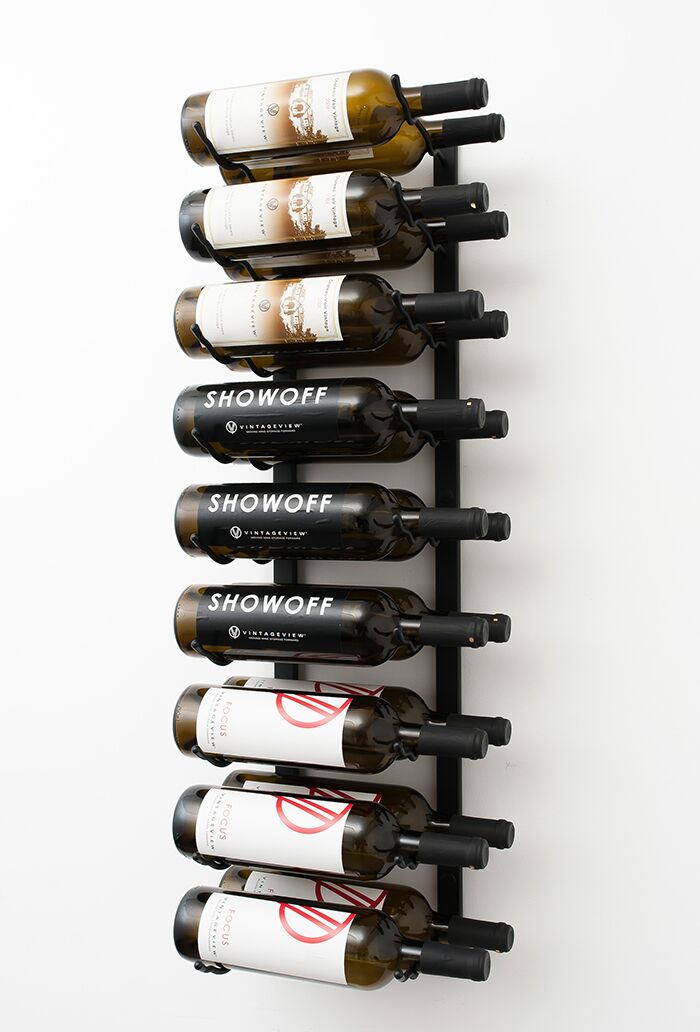 Wine bottle rack label forward on the wall