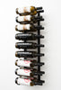 A wall mounted metal wine rack holding 18 bottles of wine 