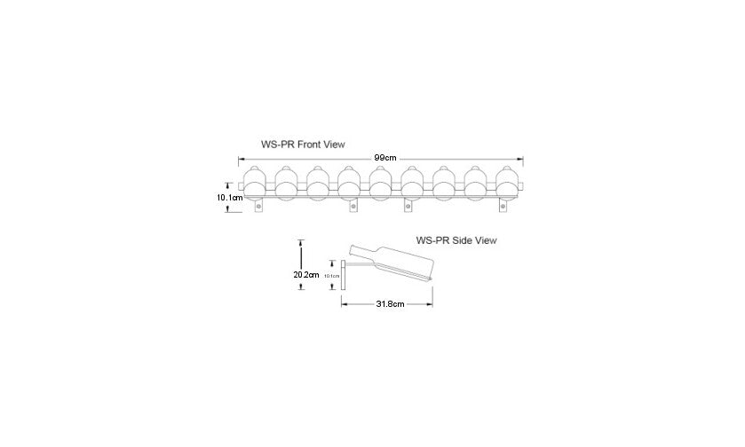 Drawing of horizontal presentation wine rack